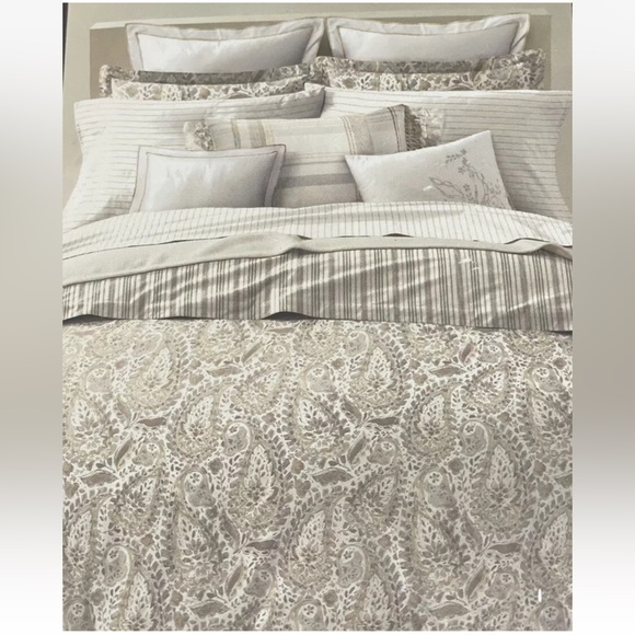 Ralph Lauren Cream and Gray Duvet Cover Bedding